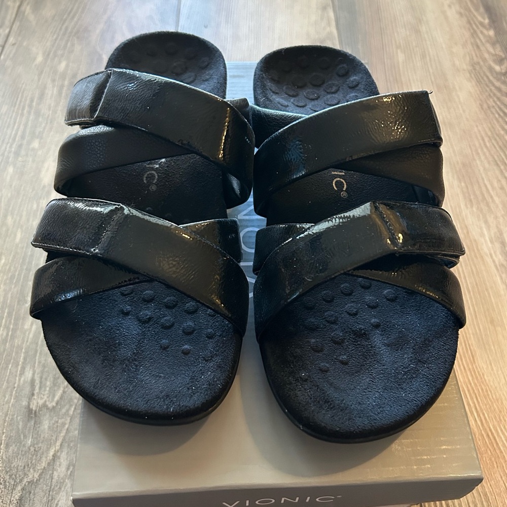 Vionic Black Slide Sandals